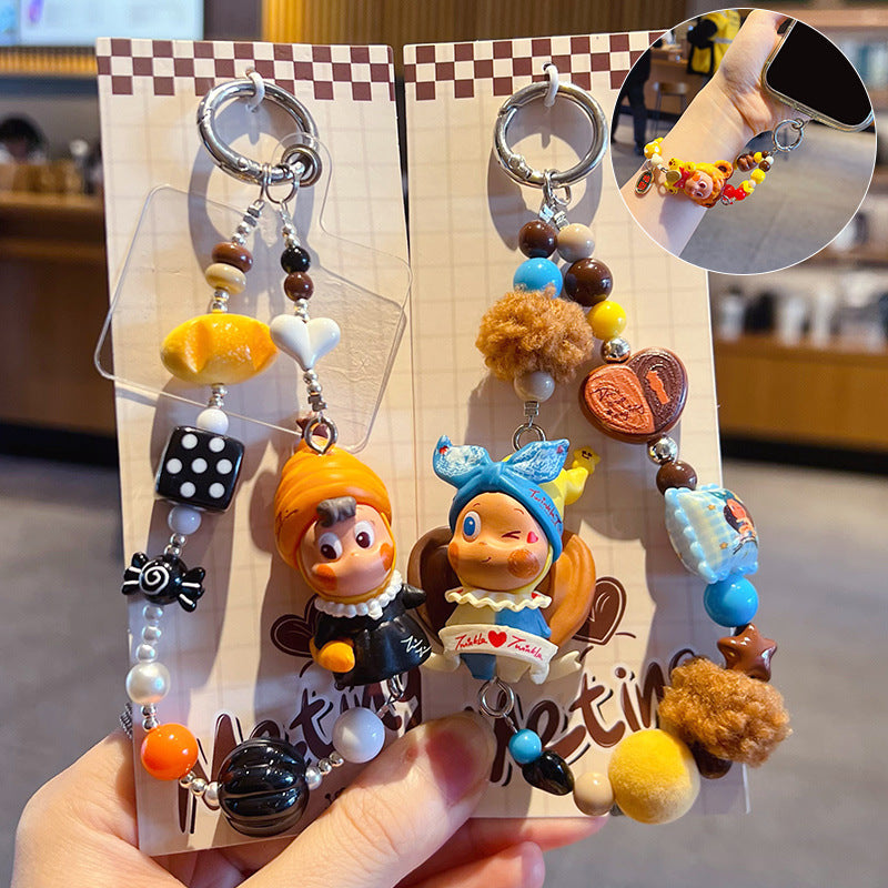 Handmade DIY Cute Star Figure Beaded Charm Strap, Universal Phone Lanyard Pendant, Car Keychain Ornament, Kawaii Doll Hanging Accessories for DIY Craft