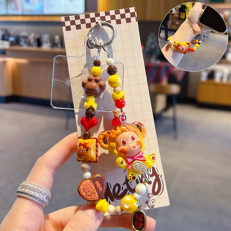 Handmade DIY Cute Star Figure Beaded Charm Strap, Universal Phone Lanyard Pendant, Car Keychain Ornament, Kawaii Doll Hanging Accessories for DIY Craft