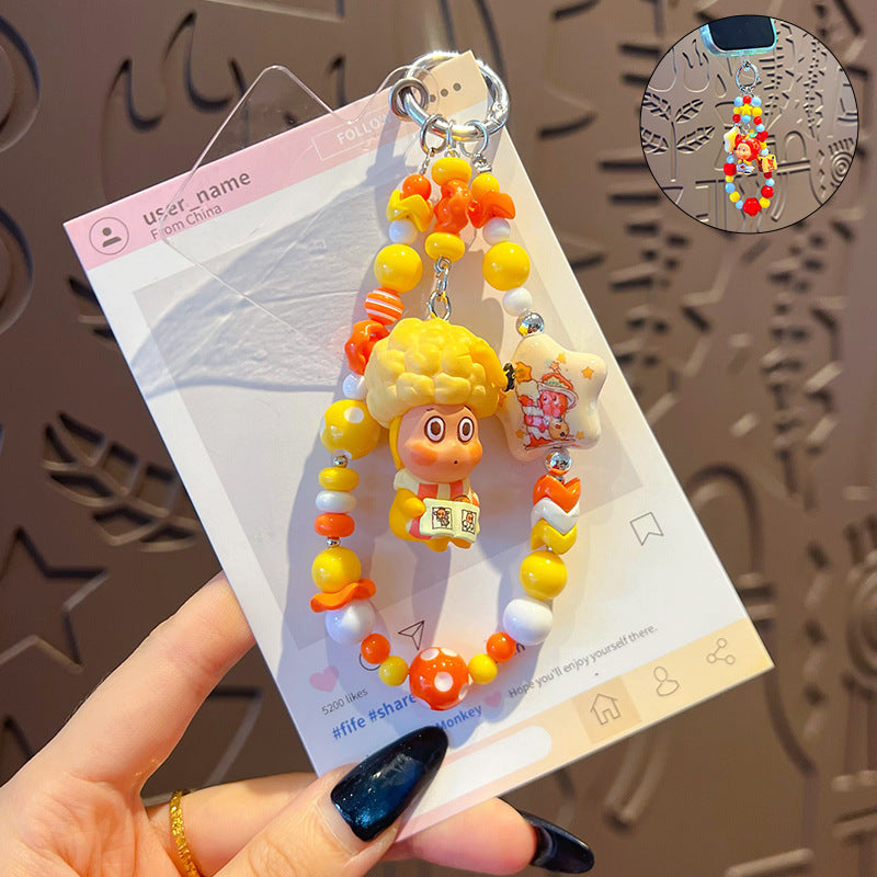 Handmade DIY Cute Star Figure Beaded Charm Strap, Universal Phone Lanyard Pendant, Car Keychain Ornament, Kawaii Doll Hanging Accessories for DIY Craft