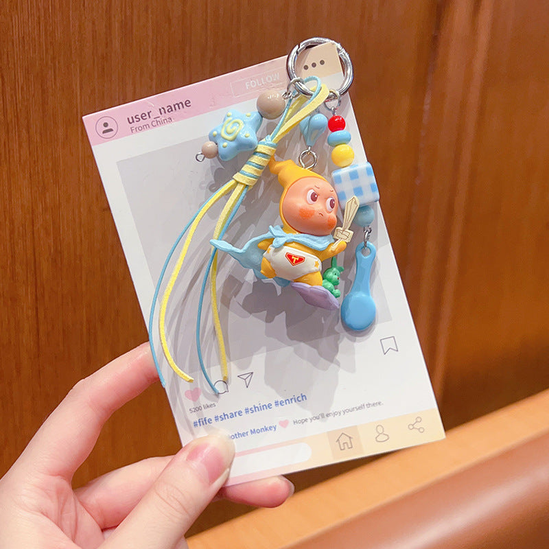 Handmade DIY Cute Star Figure Beaded Charm Strap, Universal Phone Lanyard Pendant, Car Keychain Ornament, Kawaii Doll Hanging Accessories for DIY Craft