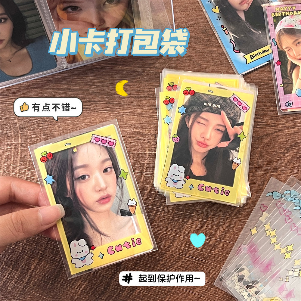 Cute Cartoon K-Pop Photocard Holder & Protective Sleeve, Kawaii Idol Photo Card Protector Film, Photocard Packaging Storage Bag for Teen Girls, Photocard Collection & Shipping Supplies