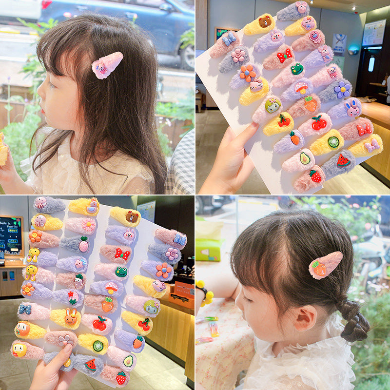 Kawaii Fruit Shaped Plush Hair Clips for Kids Girls, Cute Soft Fluffy Hair Barrettes, Kindergarten Elementary School Classroom Prizes, Birthday Party Favors, Small Creative Gifts for Toddlers Teens