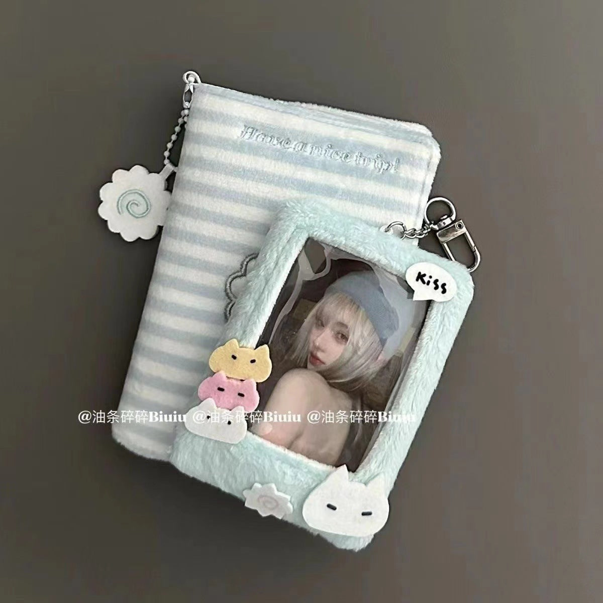 Burger puppy plush card cover 3 inch star chasing small card storage cover bag decorative pendant