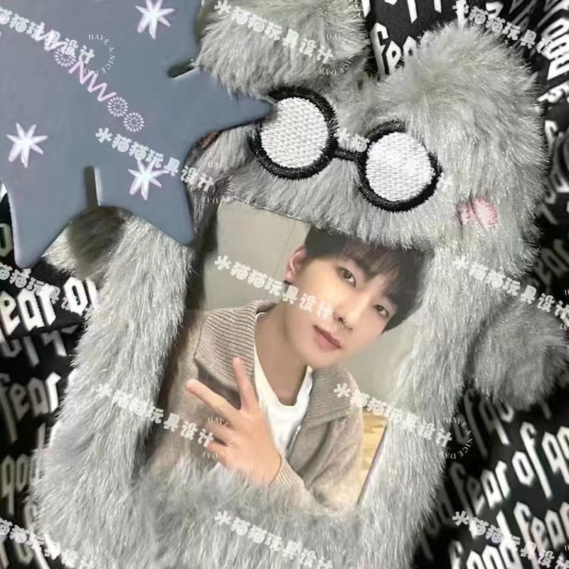 Burger puppy plush card cover 3 inch star chasing small card storage cover bag decorative pendant