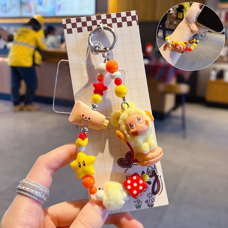 Handmade DIY Cute Star Figure Beaded Charm Strap, Universal Phone Lanyard Pendant, Car Keychain Ornament, Kawaii Doll Hanging Accessories for DIY Craft