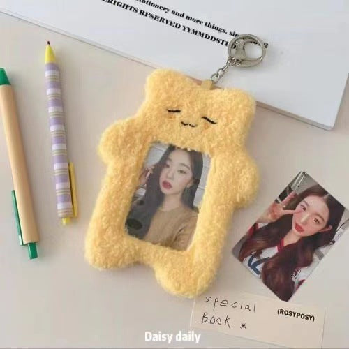 Burger puppy plush card cover 3 inch star chasing small card storage cover bag decorative pendant