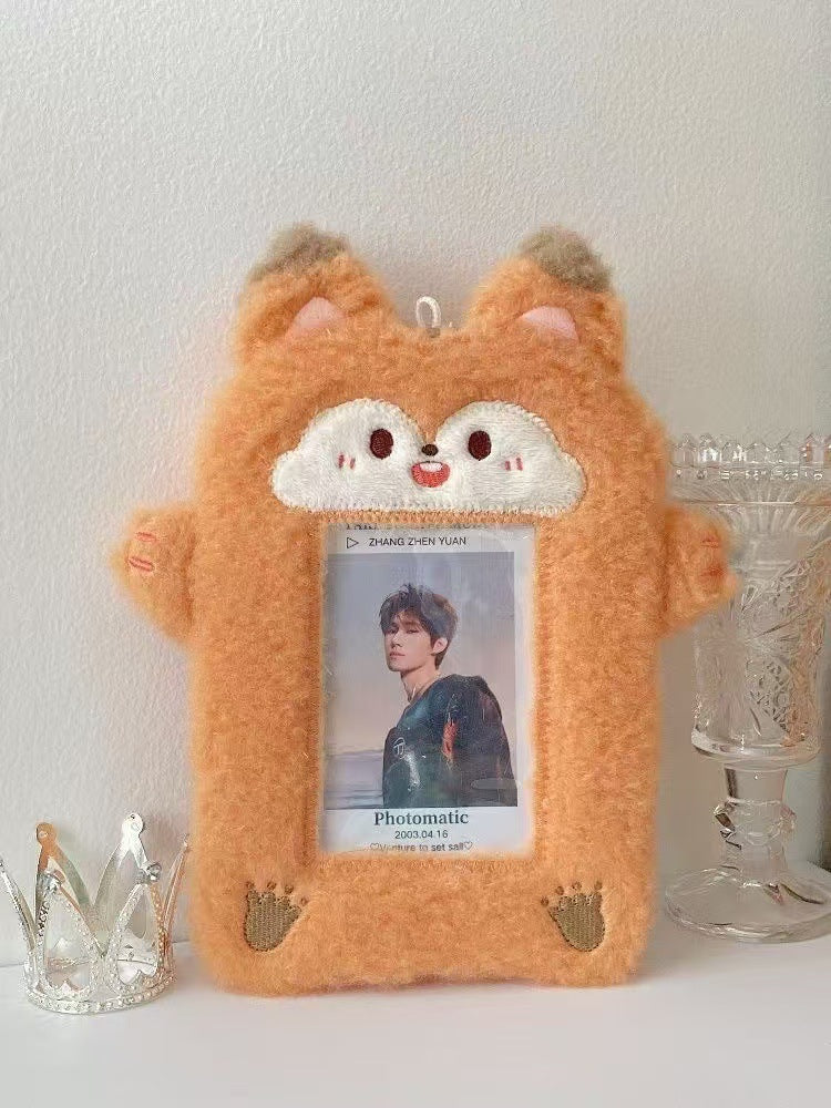 Burger puppy plush card cover 3 inch star chasing small card storage cover bag decorative pendant