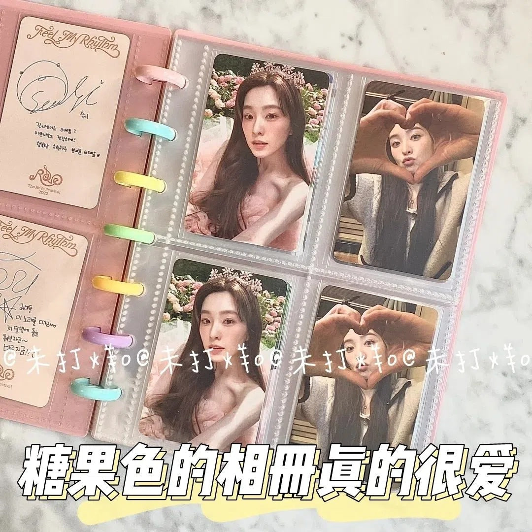 3 Inch Mushroom Hole Refillable K-Pop Album Photocard Binder, Kawaii Idol Photocard Collection Storage Album, Ring Bound Photo Book for Instax Polaroid Photos & K-Pop Fandom Collecting