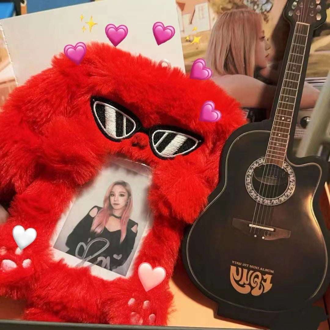 Burger puppy plush card cover 3 inch star chasing small card storage cover bag decorative pendant