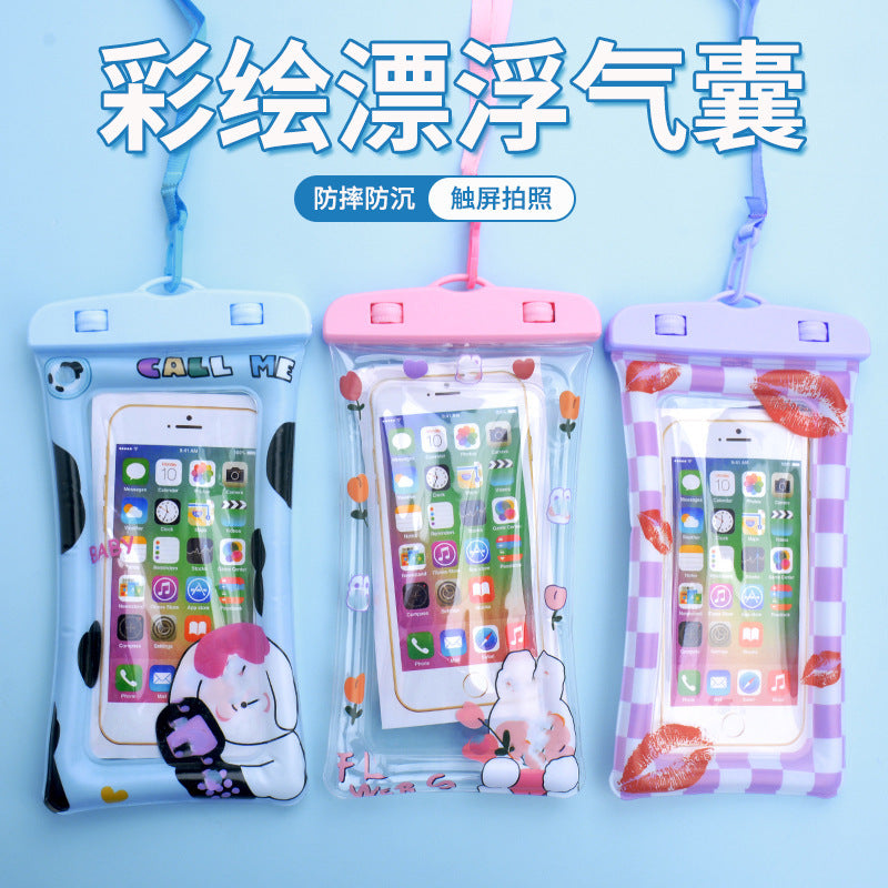 Triple fold mobile phone waterproof bag airbag swimming bath hot spring sealing protective cover diving cover touch screen drifting outer ** hair