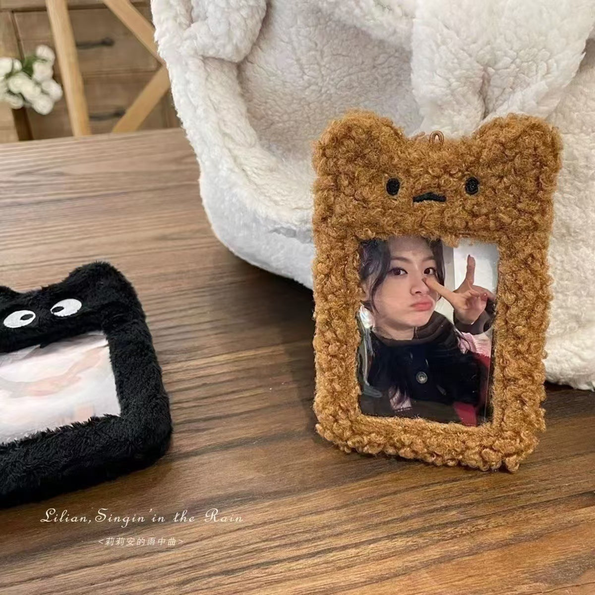 Burger puppy plush card cover 3 inch star chasing small card storage cover bag decorative pendant