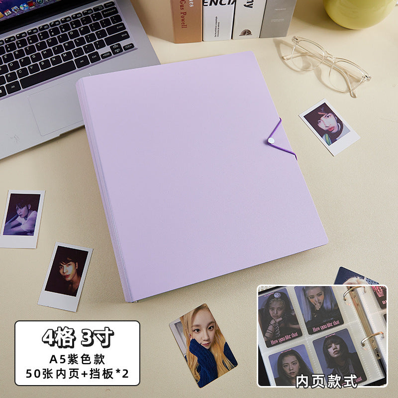 Large Capacity A4 K-Pop Photocard Binder, Refillable 9 Pocket & 4 Pocket Ring Bound Card Album, DIY Scrapbook Photo Album with Sturdy Cover & Divider Boards for Instax Polaroid Photos, Trading Card Collection
