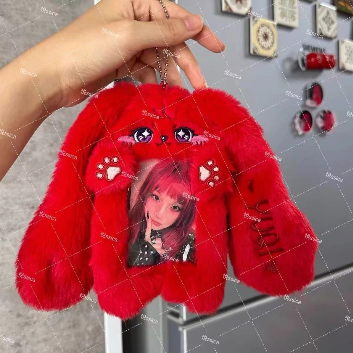 Burger puppy plush card cover 3 inch star chasing small card storage cover bag decorative pendant