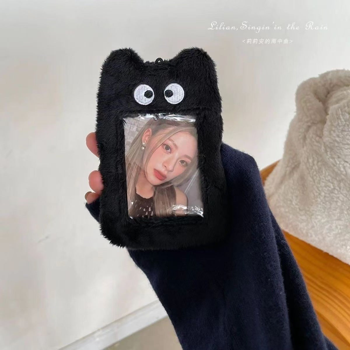 Burger puppy plush card cover 3 inch star chasing small card storage cover bag decorative pendant