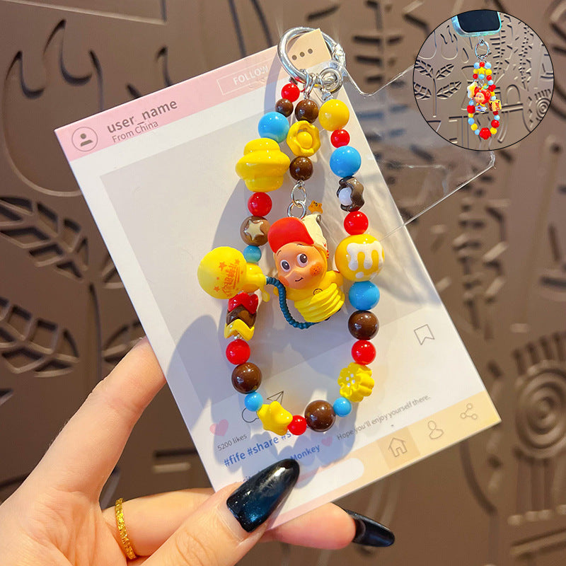 Handmade DIY Cute Star Figure Beaded Charm Strap, Universal Phone Lanyard Pendant, Car Keychain Ornament, Kawaii Doll Hanging Accessories for DIY Craft