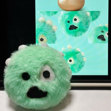Kawaii Martin the Little Monster Plush Keychain Charm, Cute Stuffed Animal Doll Pendant, Soft Plushie Hanging Accessory for Backpack Bag, Car Keys, Birthday Gift for Kids Teens Girls