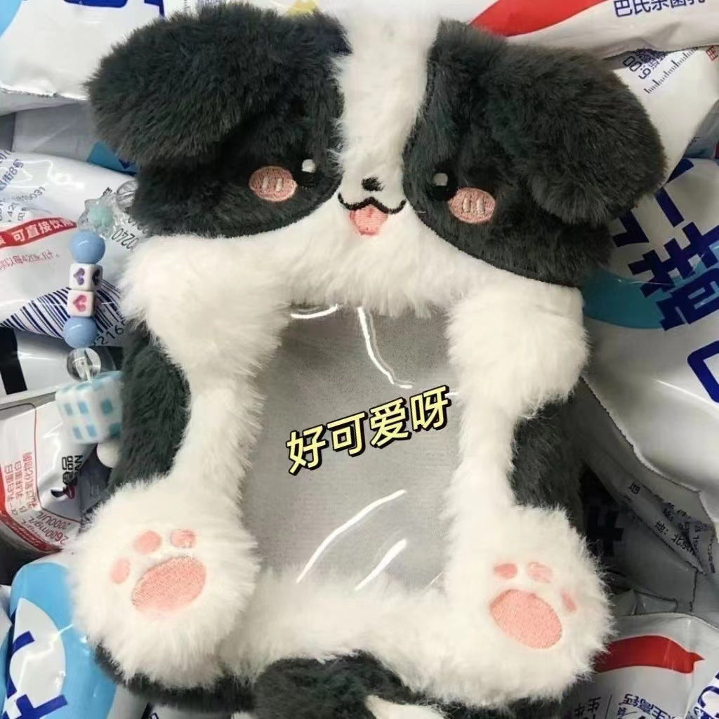 Burger puppy plush card cover 3 inch star chasing small card storage cover bag decorative pendant