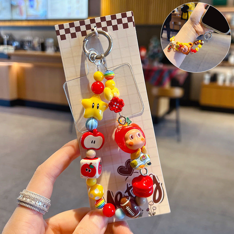 Handmade DIY Cute Star Figure Beaded Charm Strap, Universal Phone Lanyard Pendant, Car Keychain Ornament, Kawaii Doll Hanging Accessories for DIY Craft