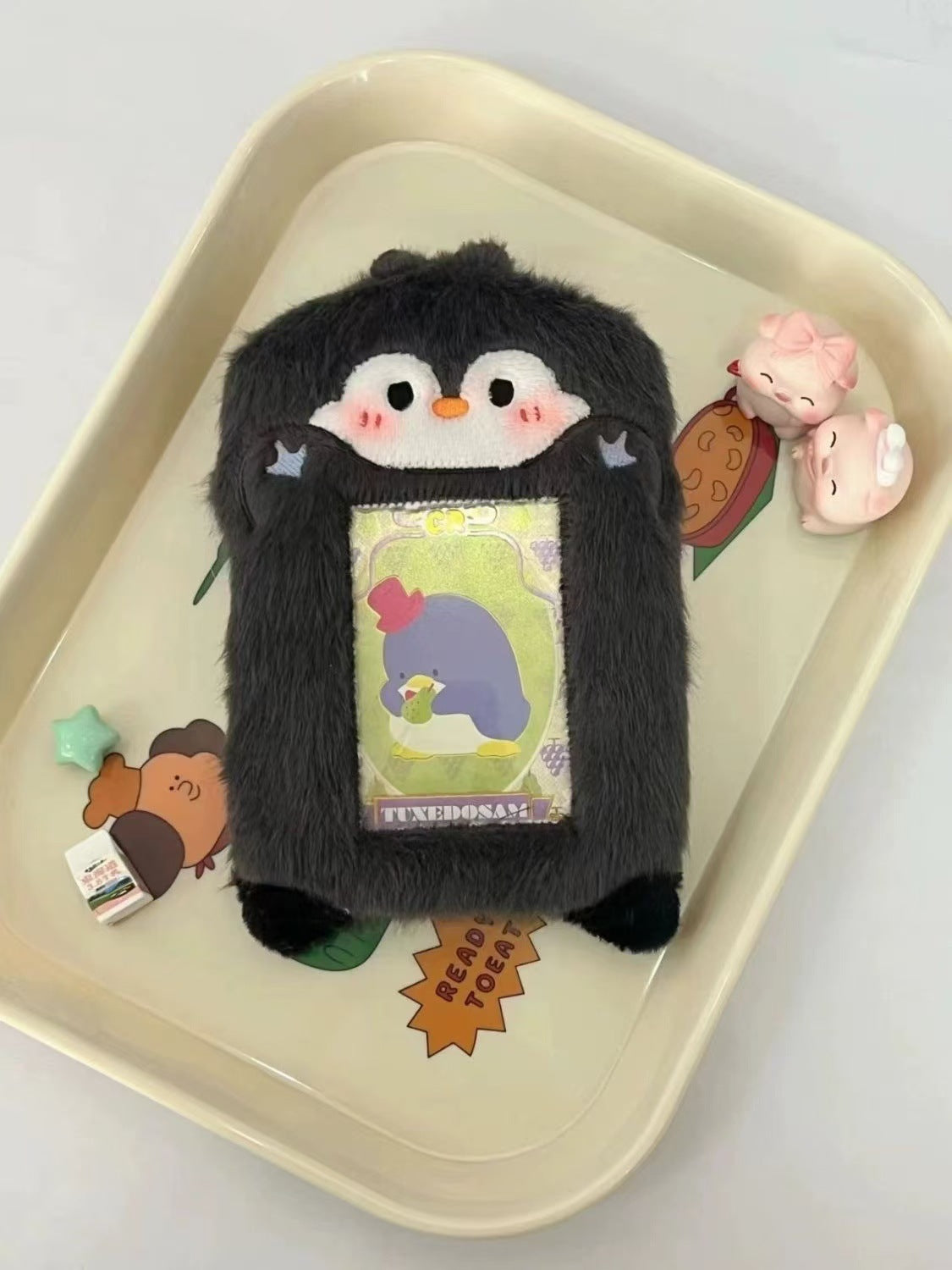 Burger puppy plush card cover 3 inch star chasing small card storage cover bag decorative pendant