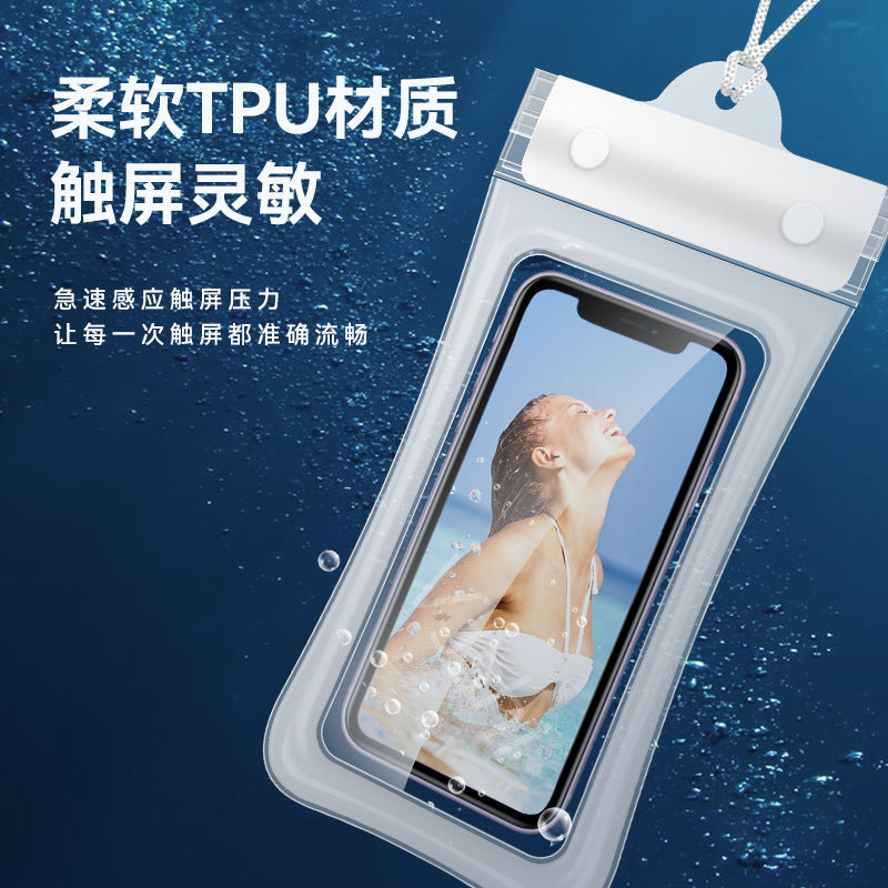 Triple fold mobile phone waterproof bag airbag swimming bath hot spring sealing protective cover diving cover touch screen drifting outer ** hair