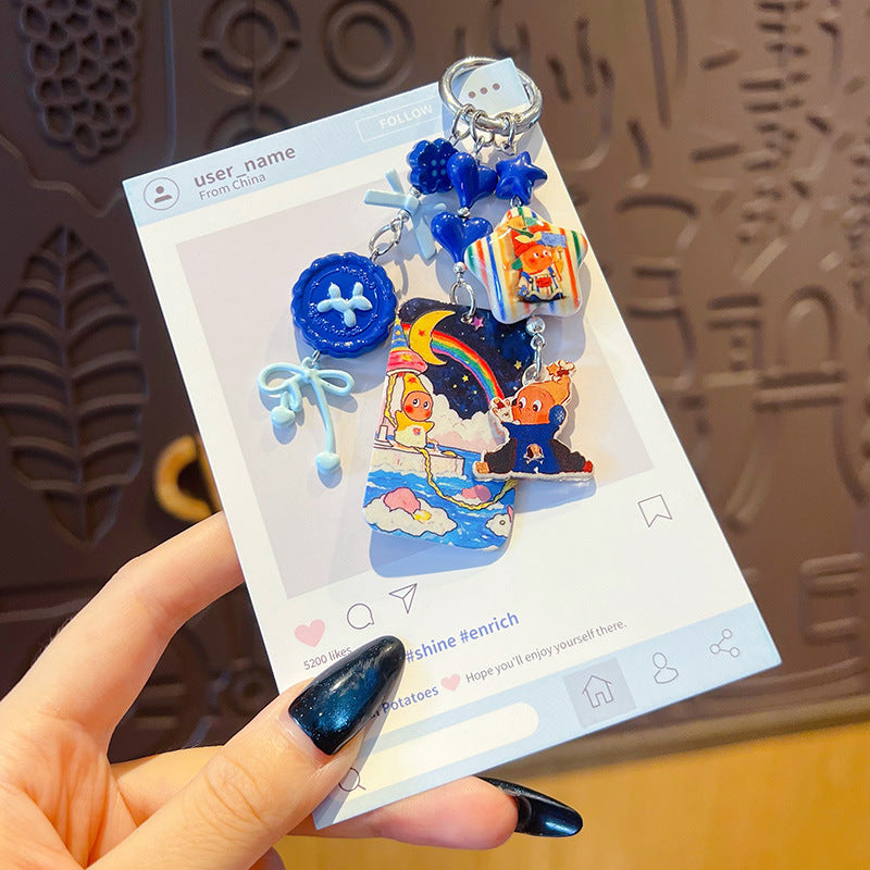 Handmade DIY Cute Star Figure Beaded Charm Strap, Universal Phone Lanyard Pendant, Car Keychain Ornament, Kawaii Doll Hanging Accessories for DIY Craft