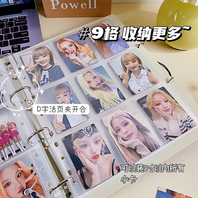 Large Capacity A4 K-Pop Photocard Binder, Refillable 9 Pocket & 4 Pocket Ring Bound Card Album, DIY Scrapbook Photo Album with Sturdy Cover & Divider Boards for Instax Polaroid Photos, Trading Card Collection