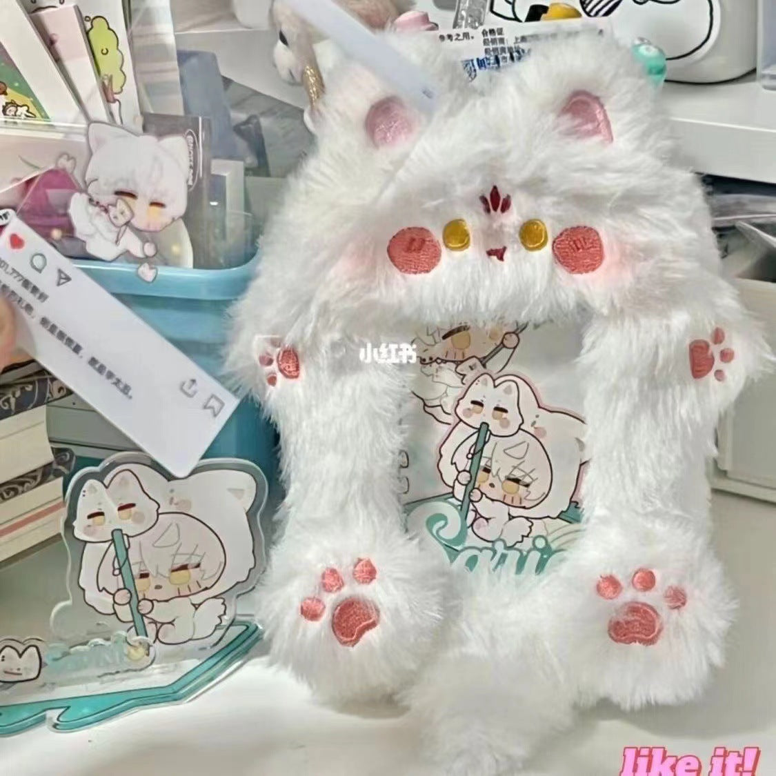 Burger puppy plush card cover 3 inch star chasing small card storage cover bag decorative pendant