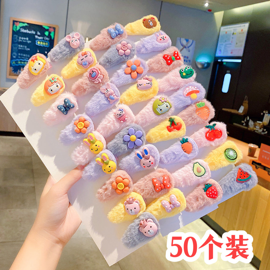 Kawaii Fruit Shaped Plush Hair Clips for Kids Girls, Cute Soft Fluffy Hair Barrettes, Kindergarten Elementary School Classroom Prizes, Birthday Party Favors, Small Creative Gifts for Toddlers Teens