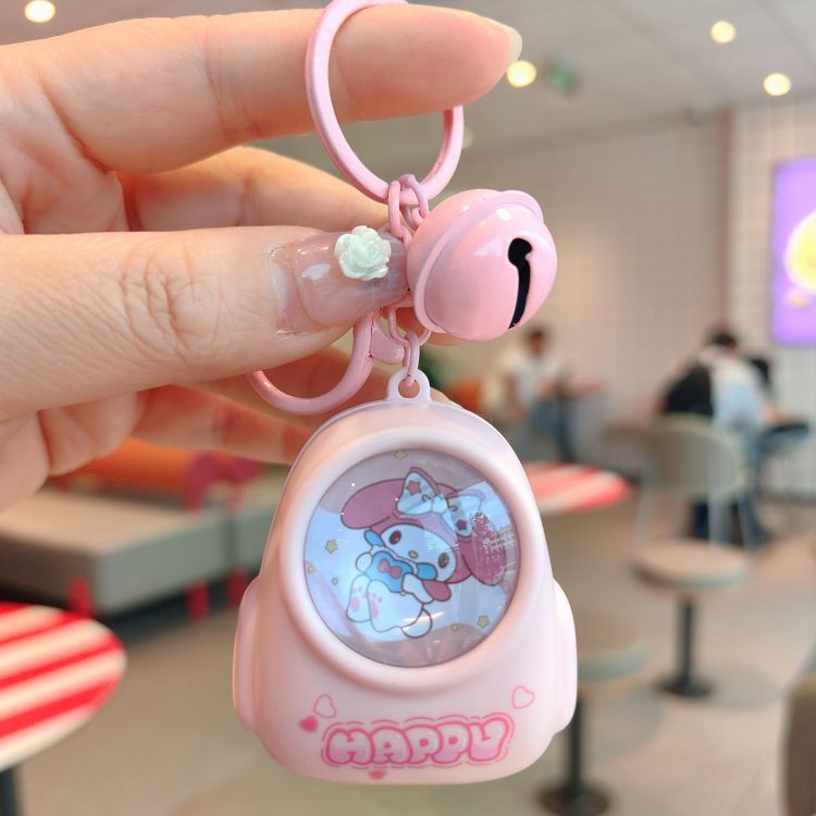 Cute Bear Backpack LED Night Light Keychain, Kawaii Bag Charm Pendant, Mini Atmosphere Light Key Ring, Claw Machine Prize, Small Gift for Kids & Teens