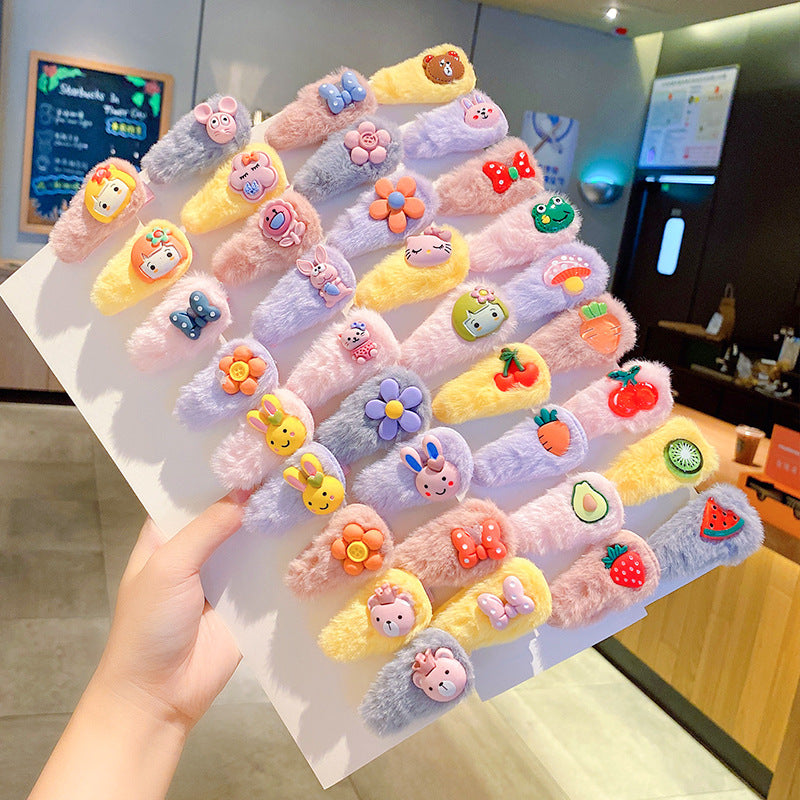 Kawaii Fruit Shaped Plush Hair Clips for Kids Girls, Cute Soft Fluffy Hair Barrettes, Kindergarten Elementary School Classroom Prizes, Birthday Party Favors, Small Creative Gifts for Toddlers Teens