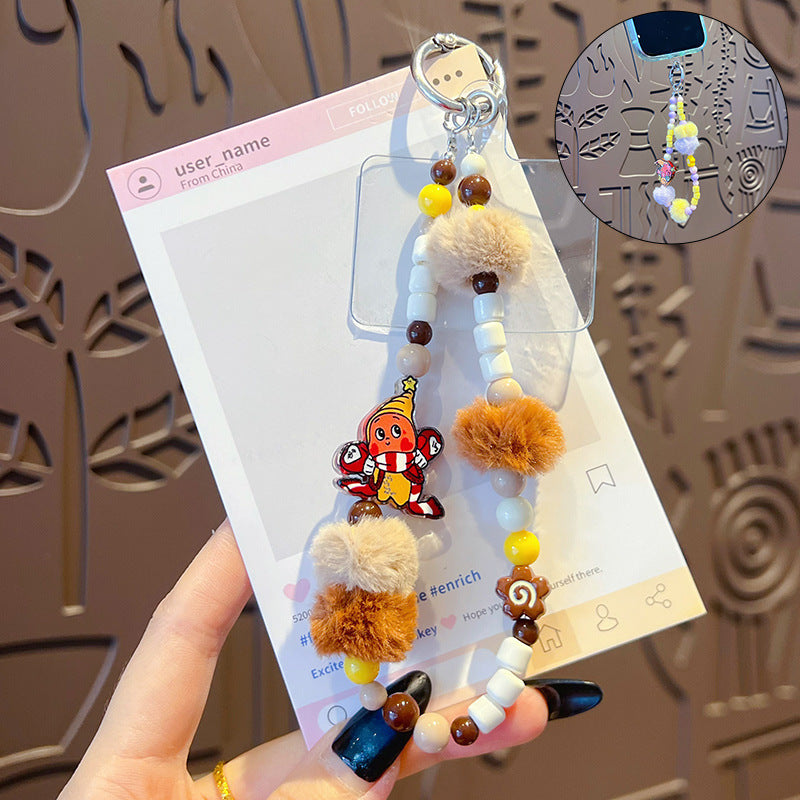 Handmade DIY Cute Star Figure Beaded Charm Strap, Universal Phone Lanyard Pendant, Car Keychain Ornament, Kawaii Doll Hanging Accessories for DIY Craft