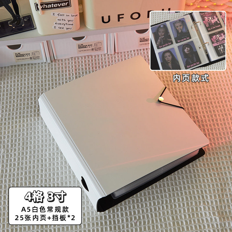 Large Capacity A4 K-Pop Photocard Binder, Refillable 9 Pocket & 4 Pocket Ring Bound Card Album, DIY Scrapbook Photo Album with Sturdy Cover & Divider Boards for Instax Polaroid Photos, Trading Card Collection