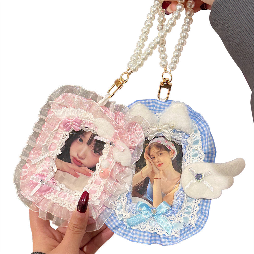 Kawaii K-Pop Photocard Decorating DIY Craft Supplies Kit, Cute Photocard Holder Making Materials for Teen Girls, Lace Fabric Bow Knot Accessories for Handmade Idol Card Decoration
