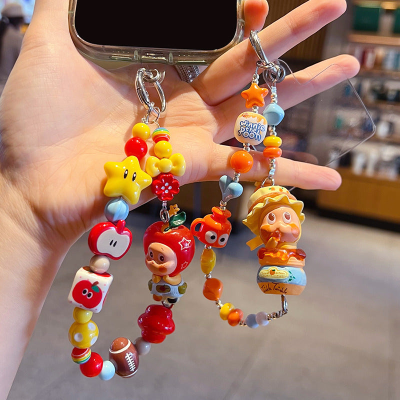 Handmade DIY Cute Star Figure Beaded Charm Strap, Universal Phone Lanyard Pendant, Car Keychain Ornament, Kawaii Doll Hanging Accessories for DIY Craft