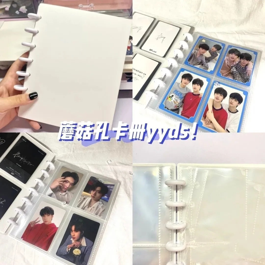 3 Inch Mushroom Hole Refillable K-Pop Album Photocard Binder, Kawaii Idol Photocard Collection Storage Album, Ring Bound Photo Book for Instax Polaroid Photos & K-Pop Fandom Collecting