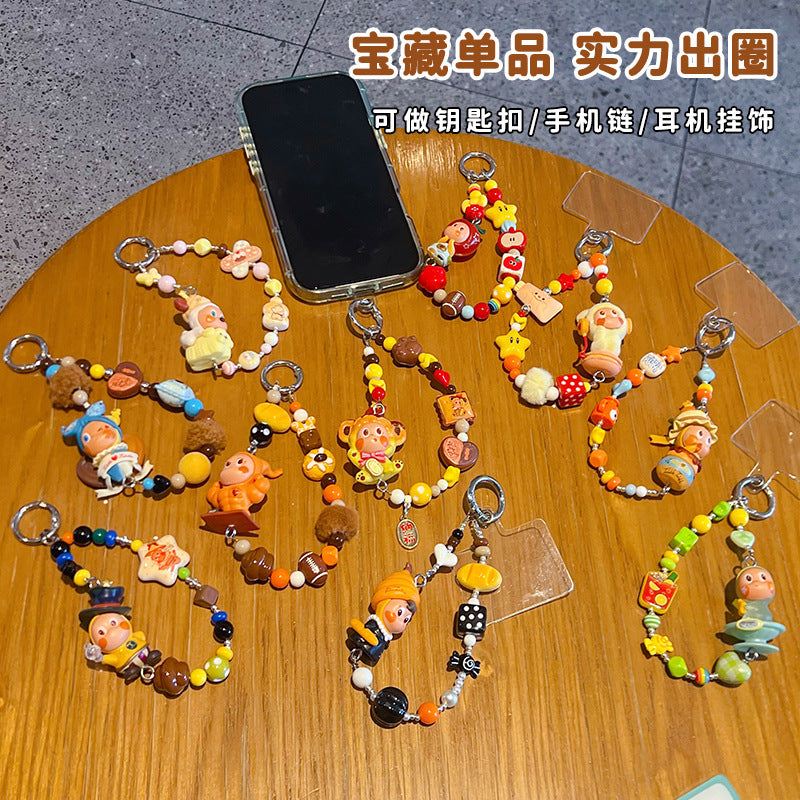 Handmade DIY Cute Star Figure Beaded Charm Strap, Universal Phone Lanyard Pendant, Car Keychain Ornament, Kawaii Doll Hanging Accessories for DIY Craft