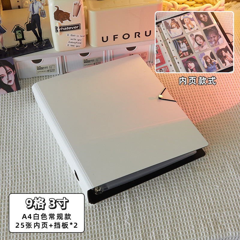 Large Capacity A4 K-Pop Photocard Binder, Refillable 9 Pocket & 4 Pocket Ring Bound Card Album, DIY Scrapbook Photo Album with Sturdy Cover & Divider Boards for Instax Polaroid Photos, Trading Card Collection