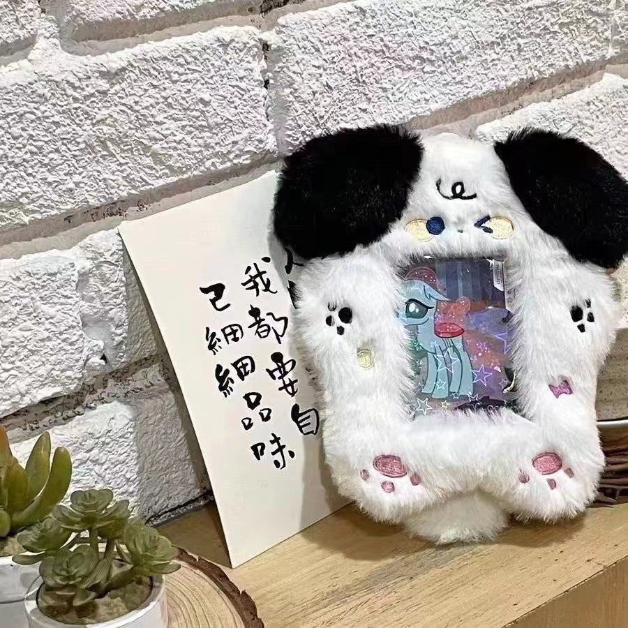 Burger puppy plush card cover 3 inch star chasing small card storage cover bag decorative pendant