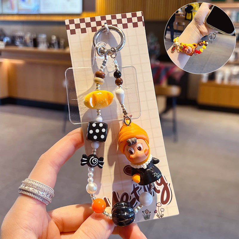 Handmade DIY Cute Star Figure Beaded Charm Strap, Universal Phone Lanyard Pendant, Car Keychain Ornament, Kawaii Doll Hanging Accessories for DIY Craft