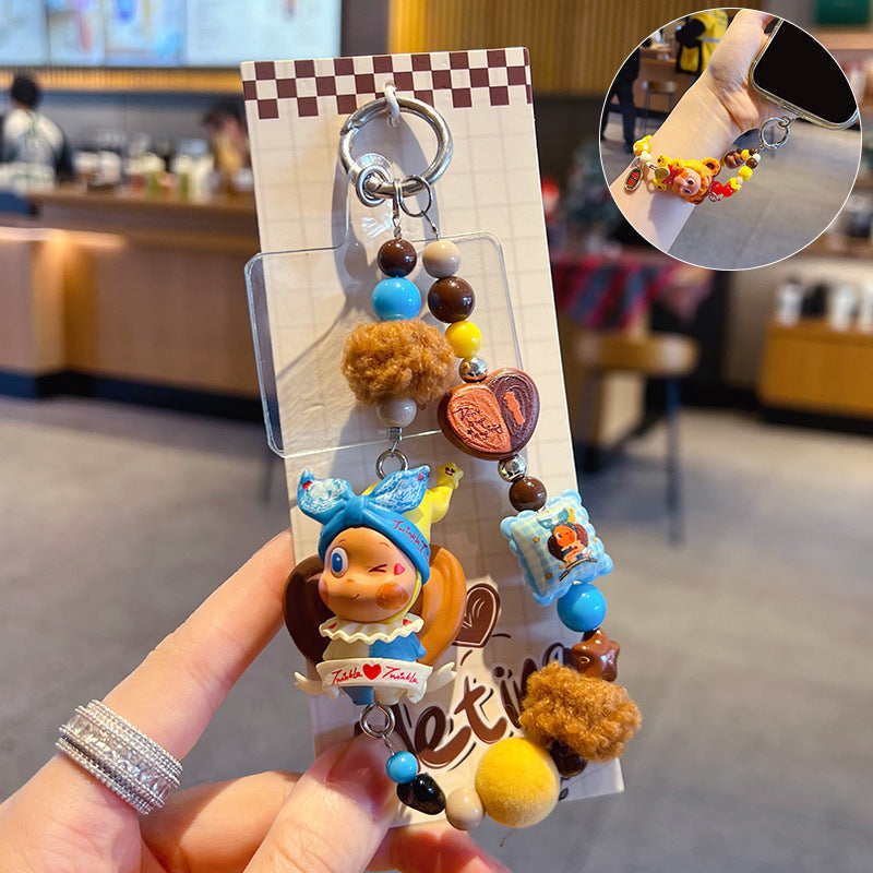 Handmade DIY Cute Star Figure Beaded Charm Strap, Universal Phone Lanyard Pendant, Car Keychain Ornament, Kawaii Doll Hanging Accessories for DIY Craft