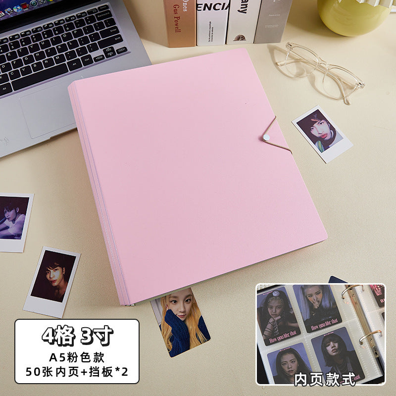 Large Capacity A4 K-Pop Photocard Binder, Refillable 9 Pocket & 4 Pocket Ring Bound Card Album, DIY Scrapbook Photo Album with Sturdy Cover & Divider Boards for Instax Polaroid Photos, Trading Card Collection