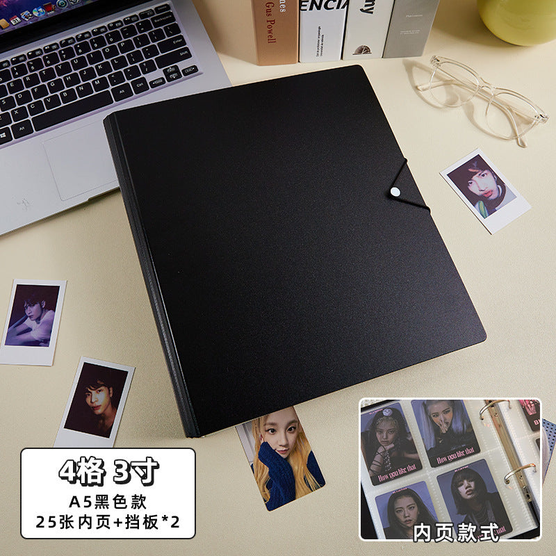 Large Capacity A4 K-Pop Photocard Binder, Refillable 9 Pocket & 4 Pocket Ring Bound Card Album, DIY Scrapbook Photo Album with Sturdy Cover & Divider Boards for Instax Polaroid Photos, Trading Card Collection