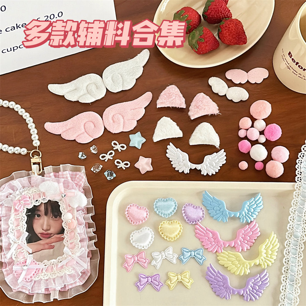 Kawaii K-Pop Photocard Decorating DIY Craft Supplies Kit, Cute Photocard Holder Making Materials for Teen Girls, Lace Fabric Bow Knot Accessories for Handmade Idol Card Decoration
