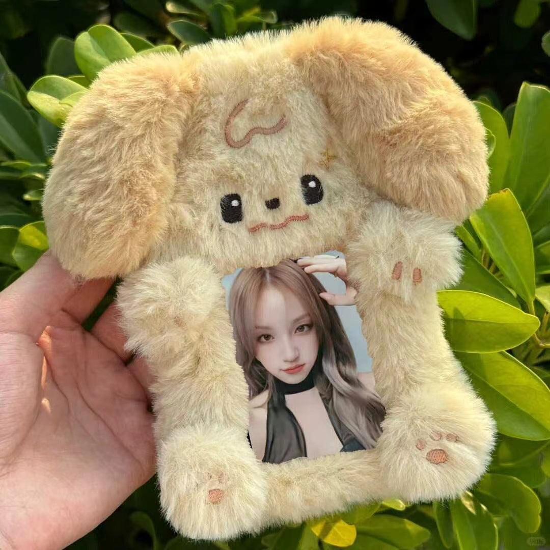 Burger puppy plush card cover 3 inch star chasing small card storage cover bag decorative pendant