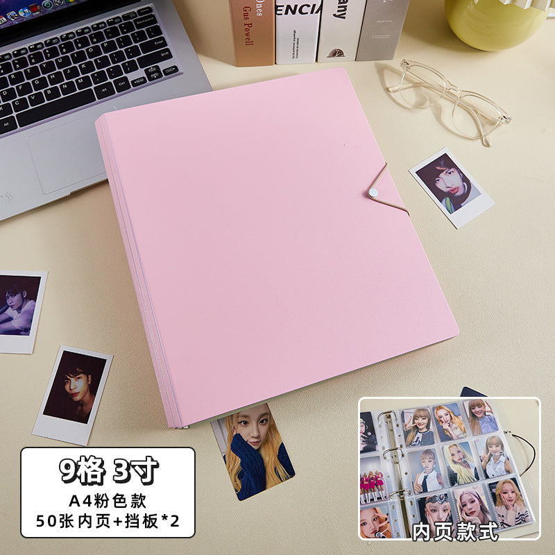 Large Capacity A4 K-Pop Photocard Binder, Refillable 9 Pocket & 4 Pocket Ring Bound Card Album, DIY Scrapbook Photo Album with Sturdy Cover & Divider Boards for Instax Polaroid Photos, Trading Card Collection