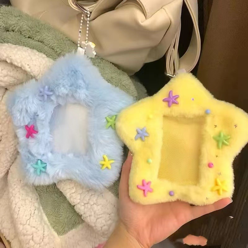 Burger puppy plush card cover 3 inch star chasing small card storage cover bag decorative pendant