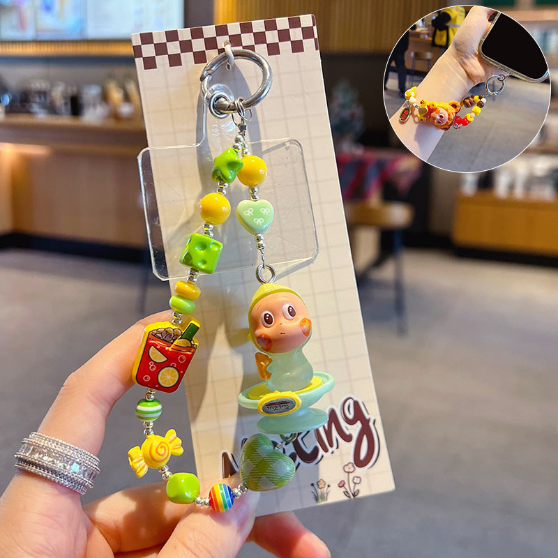 Handmade DIY Cute Star Figure Beaded Charm Strap, Universal Phone Lanyard Pendant, Car Keychain Ornament, Kawaii Doll Hanging Accessories for DIY Craft