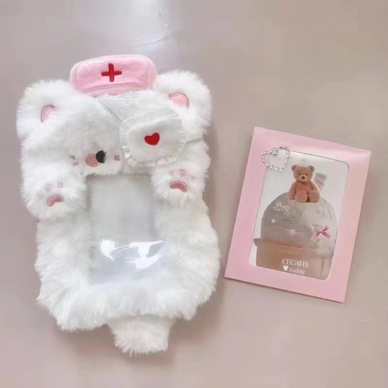 Burger puppy plush card cover 3 inch star chasing small card storage cover bag decorative pendant